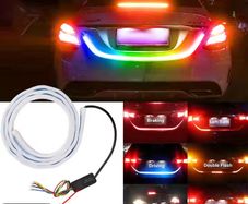 Car Rear Trunk Tail Light 120cm Colorful Dynamic Reverse Warning LED Strip 12v Additional Brake Follow Turn Signal Lamp
