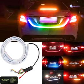 Car Rear Trunk Tail Light 120cm Colorful Dynamic Reverse Warning LED Strip 12v Additional Brake Follow Turn Signal Lamp