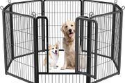 8 Panel Puppy Pen with Door, High 80cm Indoor/Outdoor Pet Exercise Playpen, Portable Detachable Animal Run Enclosures for Dogs, Puppies, Cats, Rabbits and Other Animals