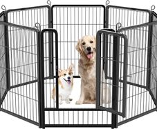 8 Panel Puppy Pen with Door, High 80cm Indoor/Outdoor Pet Exercise Playpen, Portable Detachable Animal Run Enclosures for Dogs, Puppies, Cats, Rabbits and Other Animals