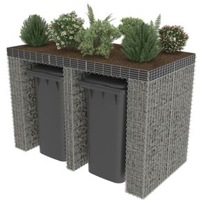 Gabion Wall for Garbage Bin Galvanised Steel 190x100x130 cm