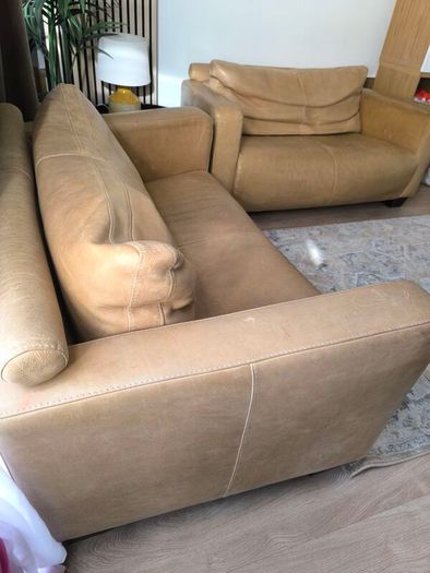 Premium Italian Real Leather Two Sofa Set 2 x 2 Seater Matte Finish