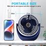 USB Desk Fan Small Desktop Table Cooling Fan with 4000mAh Rechargeable Battery 5 Speeds Portable Personal Fan, 360 Degree Rotatable Strong Wind Quiet Mini Fan For Office Bedroom Home Camping (FREE POSTAGE) Image 3