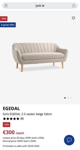 Jysk Egedal 2.5 Seater Sofa