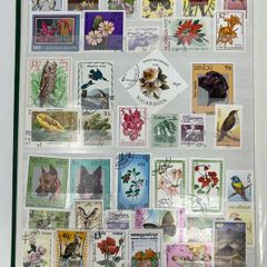 Collection. Green Lighthouse Stamp Stock book full of used stamps.  Over 600 stamps and a number of block. Good thematic of travel inc cars & animals