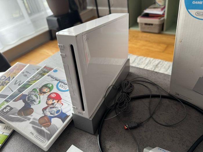Nintendo Wii Console Bundle Mario Kart Wii Sports HDMI Adapter