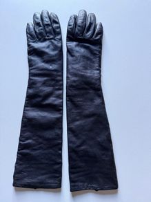 Black leather evening gloves