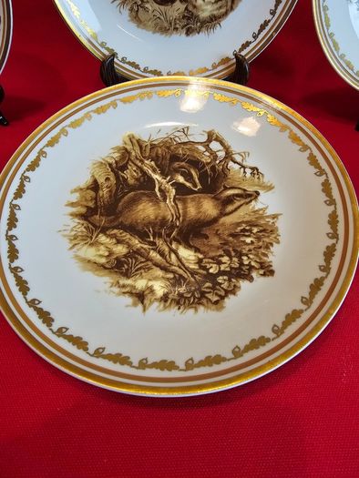 Hunting Motifs Decorative Plate Set , Manufacturer: L. Lichte, Fine China, GDR (East Germany), 1960s-1970s