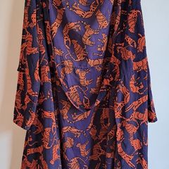 Monki Cat Print Wrap Dress Size XL