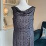 Brand New with Tags: Gallery Grey Metallic Lace Cowl Neck Dress Image 6