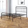 Double Bed Frame with Storage and Headboard, Metal No Box Spring Needed, Enhanced Mattress Support, Noise Free, Black Image 3