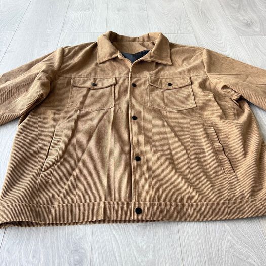 Mens 4XL Brown Corduroy Lined Trucker Jacket
