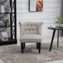 Vintage Leisure Accent Chair with Button Tufted Straight Back, Turned Legs, Thick Sponge Padding for Living Room, Dining Room, Study, Beige Image 2