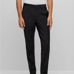 HUGO BOSS Men's Suit Trousers, Hesten 224E1X, Black, Size EU 54 / XL