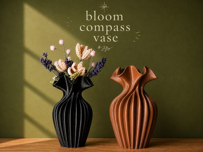 Bloom Compass Vase - 3D Printed Decorative Vase