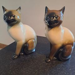 Vintage Mid-Century Siamese Cat pair