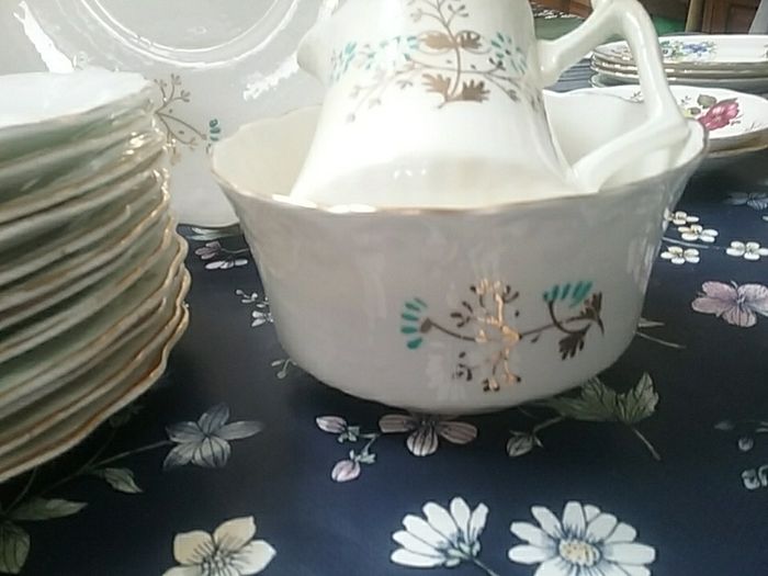 China Bread/Cake Plate +Serving Plates + Jug and Sugar Bowl