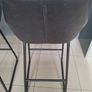 4 Grey high Stool leather chairs Image 7