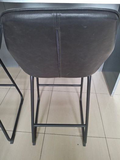 4 Grey high Stool leather chairs