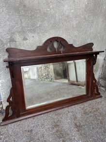 Wooden over mantel mirror