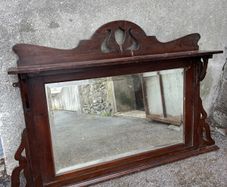 Wooden over mantel mirror