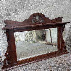 Wooden over mantel mirror