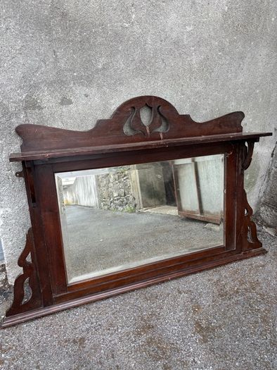 Wooden over mantel mirror