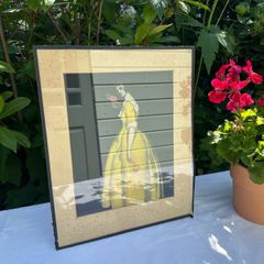 Graham Simmons antique period art deco print of woman in dress