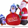 7 FT Long Santa with Penguins Inflatable with Build-in LEDs Blow Up Inflatables for Xmas Party Indoor, Outdoor, Yard, Garden, Lawn Winter Decor Image 6