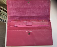 Leather pink document wallet