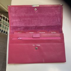 Leather pink document wallet