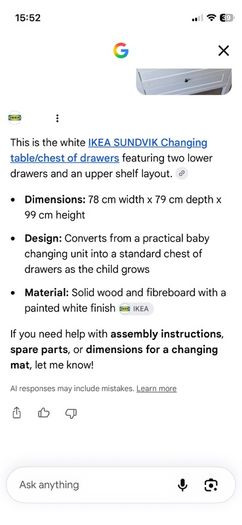 IKEA change table and drawers