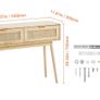 Console Table with 2 Storage Drawers, Rattan Entryway Table with Natural Rattan Sliding Door, Console Sofa Table for Living Room, Study, Entryway Or TV Wall, Natural Image 3