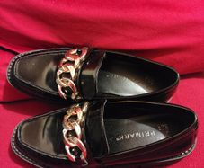 Black Glossy Chain Loafers Size 37