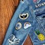 Distressed Denim jacket with patches Size UK8 Image 4