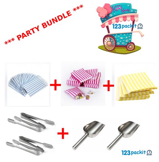 Lot of 600 candy bags plus 2 Scoops plus 4 Tongs Bundle candy cart birthday wedding party plus with FREE delivery