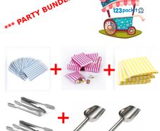 Lot of 600 candy bags plus 2 Scoops plus 4 Tongs Bundle candy cart birthday wedding party plus with FREE delivery
