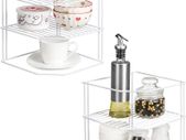 Kitchen Cupboard Organiser [2 Pack], 3 Tier Corner Plate Shelf Storage Rack for Kitchen Cupboard Space Saving