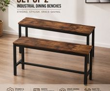 Industrial Dining Benches Set of 2