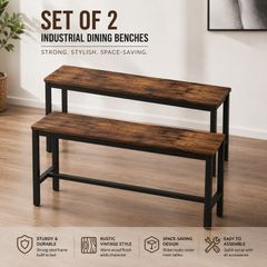 Industrial Dining Benches Set of 2