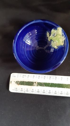 Small Pottery Bowl with Cute Frog