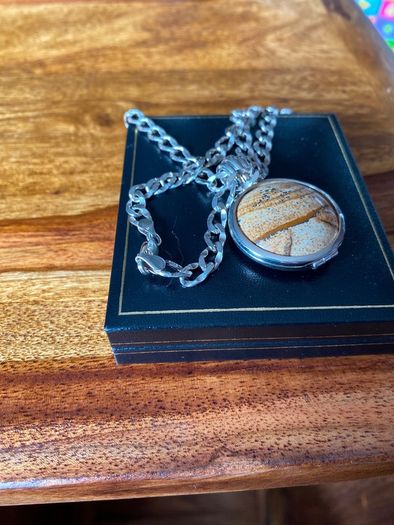 silver solid pendant and heavy chain