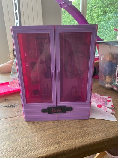 Barbie campervan, wardrobe and gymnastics bar, lots of spare of accessories also included (no photo)