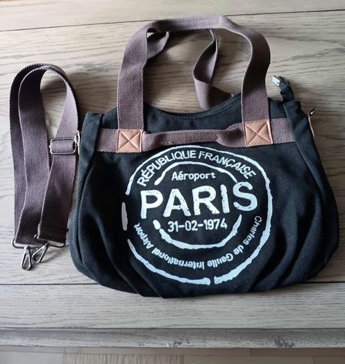 Canvas Black-and-Brown Crossbody Bag