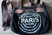 Canvas Black-and-Brown Crossbody Bag