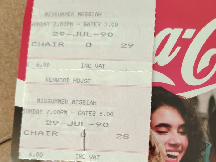 Vintage 1990 Kenwood Lakeside Concerts Programme + Ticket Stubs