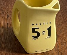 Antique Original French Pastis 51 Yellow Ceramic Water Jug