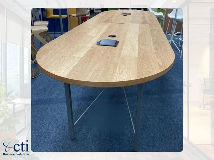 3.4M Oak High Meeting Table  & 10 High Stools