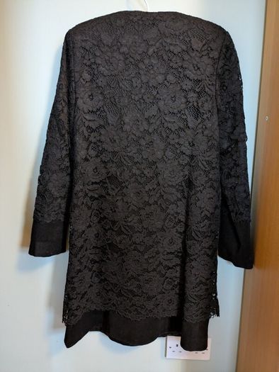 NEW  Black Wool Coat with Lace overlay