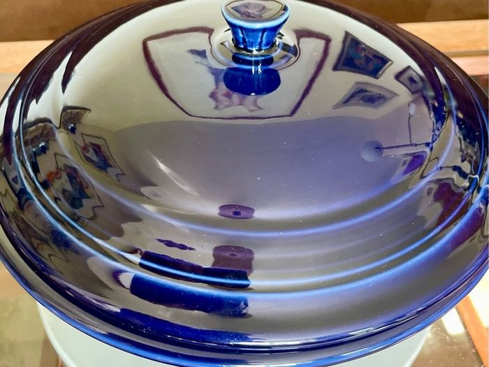 Vintage Fiestaware Cobalt Blue Covered Casserole Dish Homer Laughlin HLC with Lid USA Oven to Table